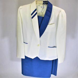 Skirt Set Royal Blue and White Skirt Suit